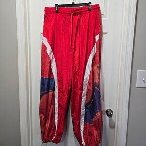 Parachute Pants Unisex 2XL Elastic Waist 90s Adj Ankle Wide Leg Red White Blue